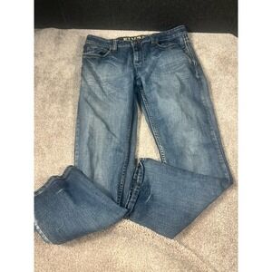 Flypaper Bootcut Jeans Mens 34x30 Light Wash Distressed Back Pockets Denim Fade